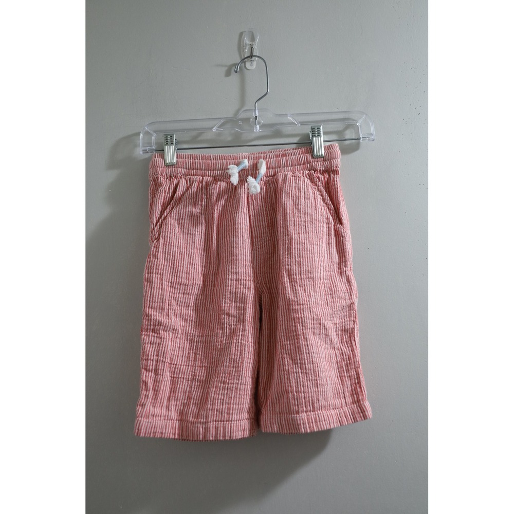 Boden Boys Red White Striped Shorts Drawstring Waist Casual 7Y Kids